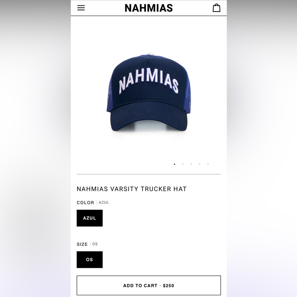 Nahmias black varsity trucker hat